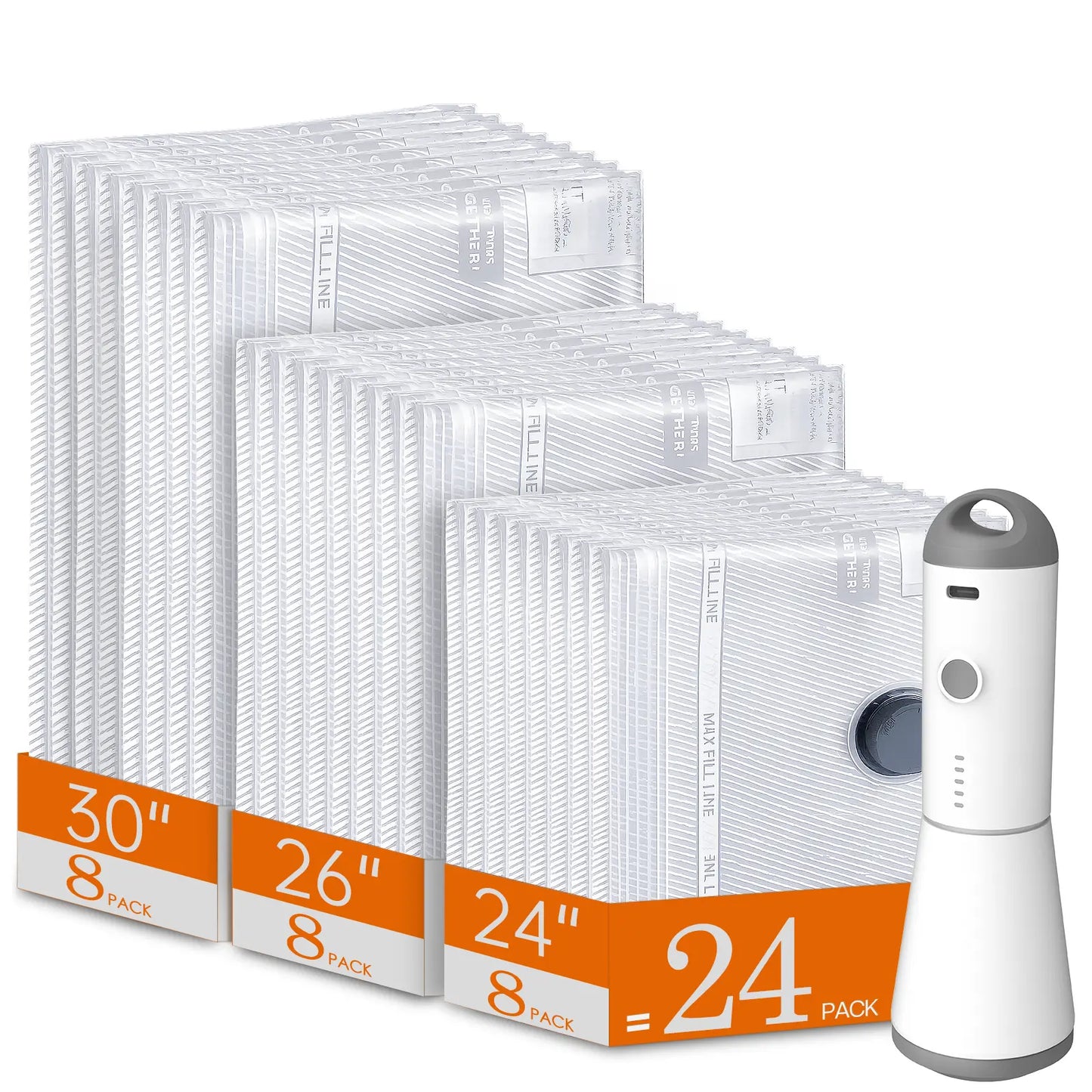 【Summer Vibes】Vacease Cordless Travel Vacuum Bag Set with Rechargeable Air Pump - 15-Pack Space Saving Storage Bags, Airtight Resealing Sealed Organizers for Luggage, Sturdy Lightweight Clothes Storage Solution, Vacuum Bags for Travel