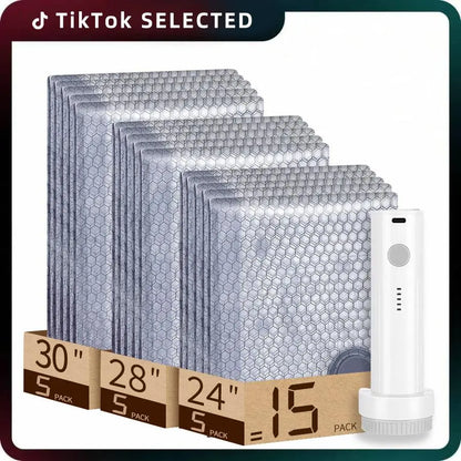 Vacuum compression bags for carry-on, checked luggage, and home storage